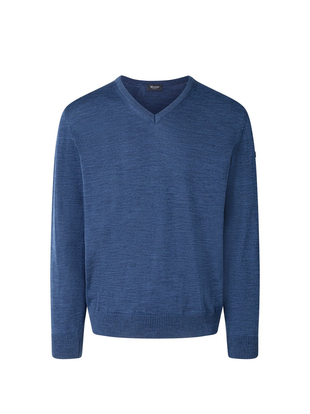 MAERZ Strickpullover aus Merinowolle Herren Schurwolle blau meliert, 54