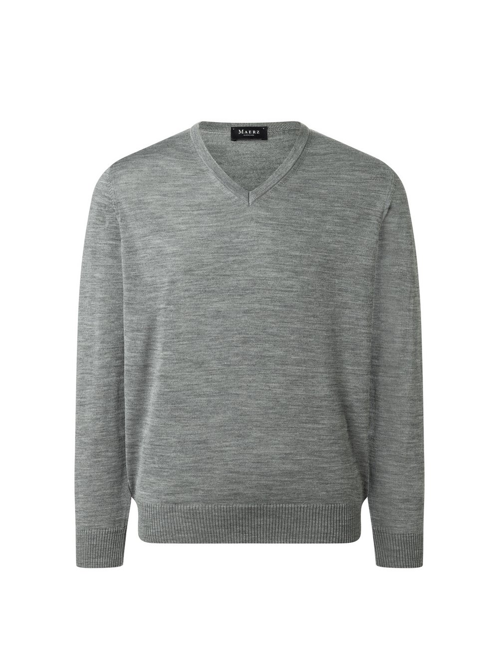 MAERZ Strickpullover aus Merinowolle Herren Schurwolle grau meliert, 48
