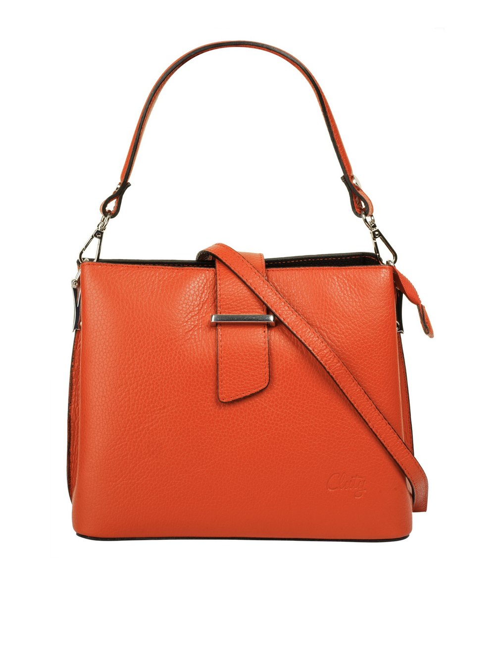 Thumbnail - Cluty Handtasche Damen Leder orange, ONE SIZE