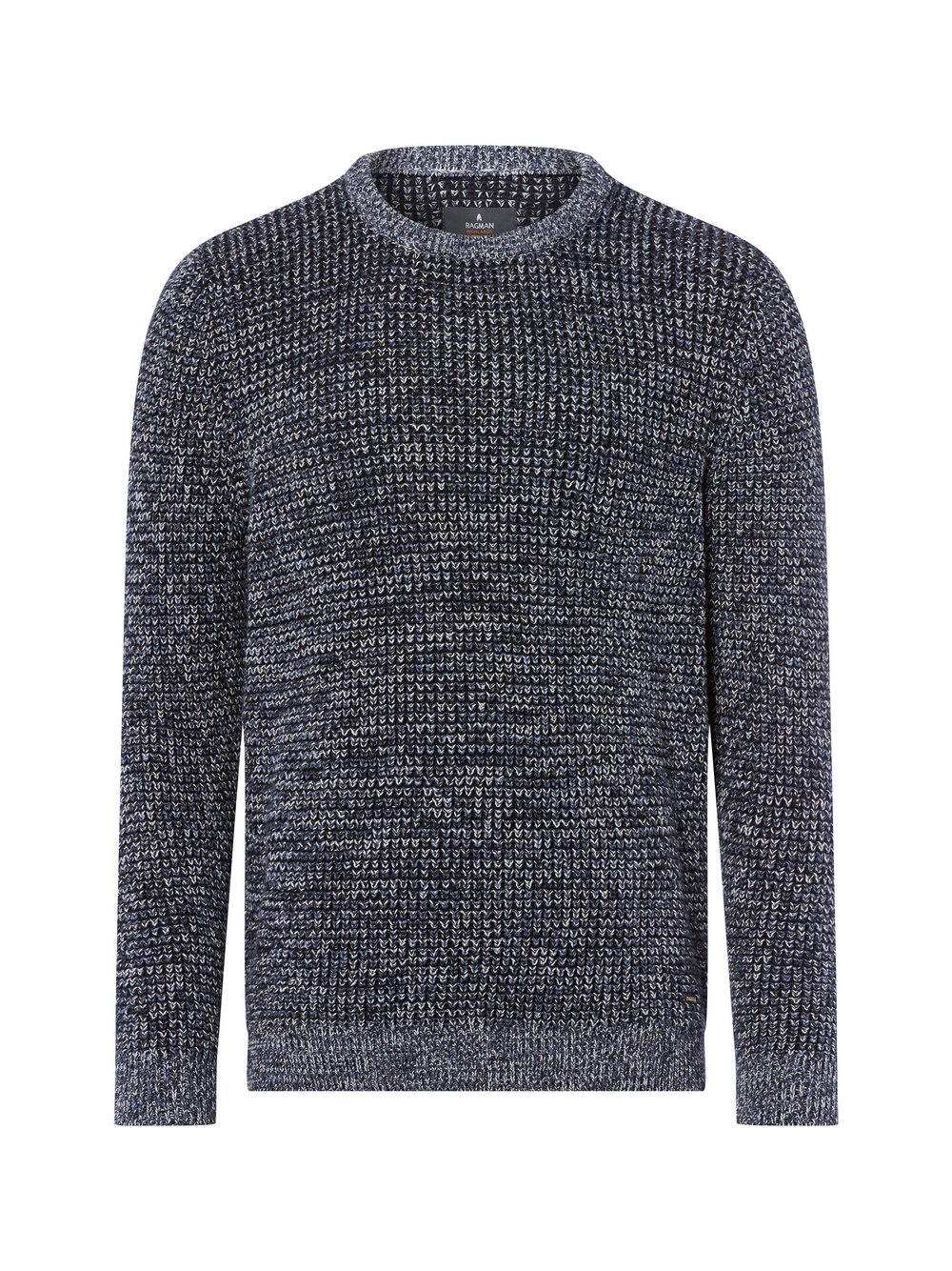 Ragman Strickpullover Herren Baumwolle blau meliert, L