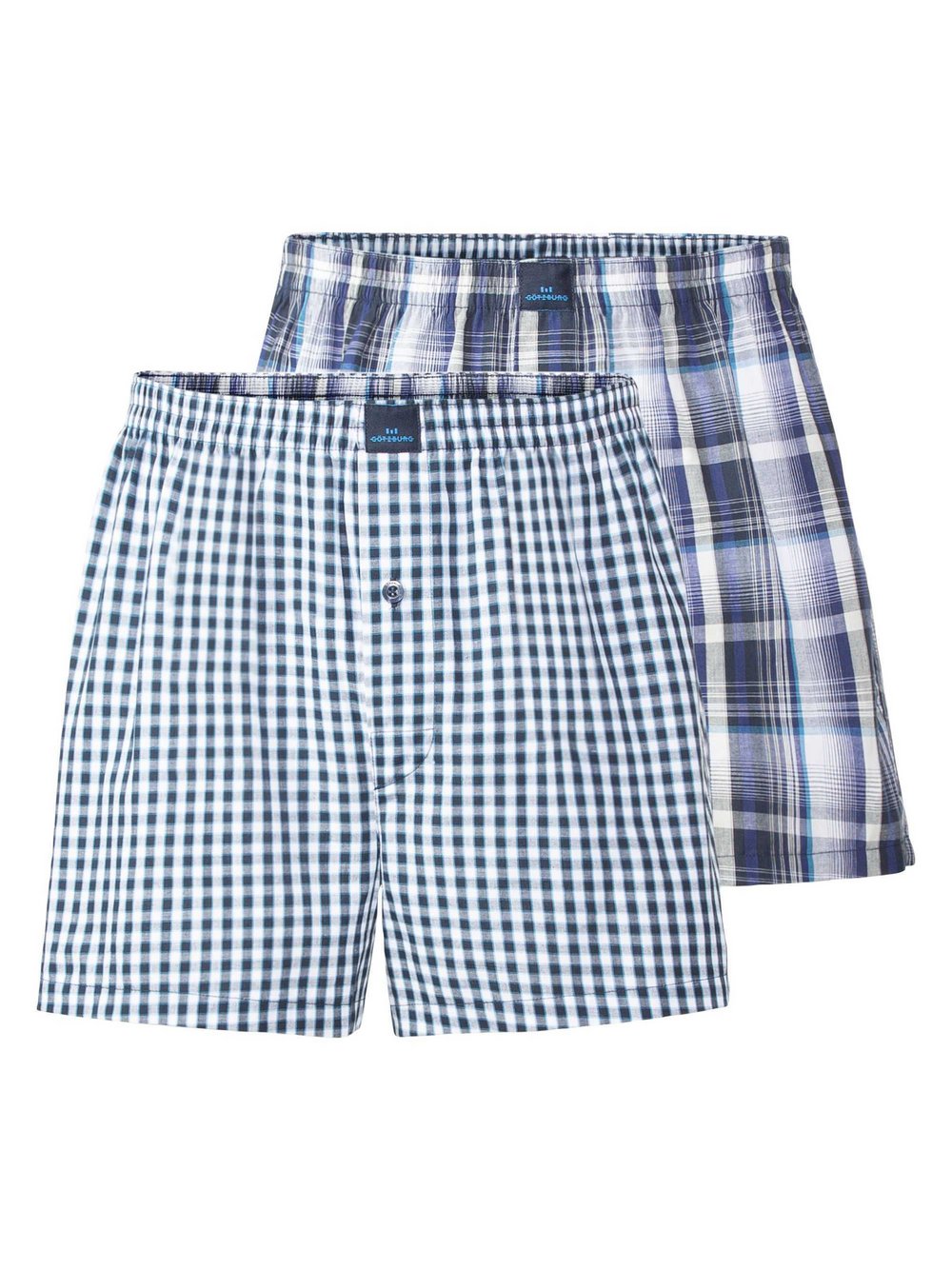 GÖTZBURG Web-Boxershorts 2er Pack Herren Baumwolle mehrfarbig kariert, M