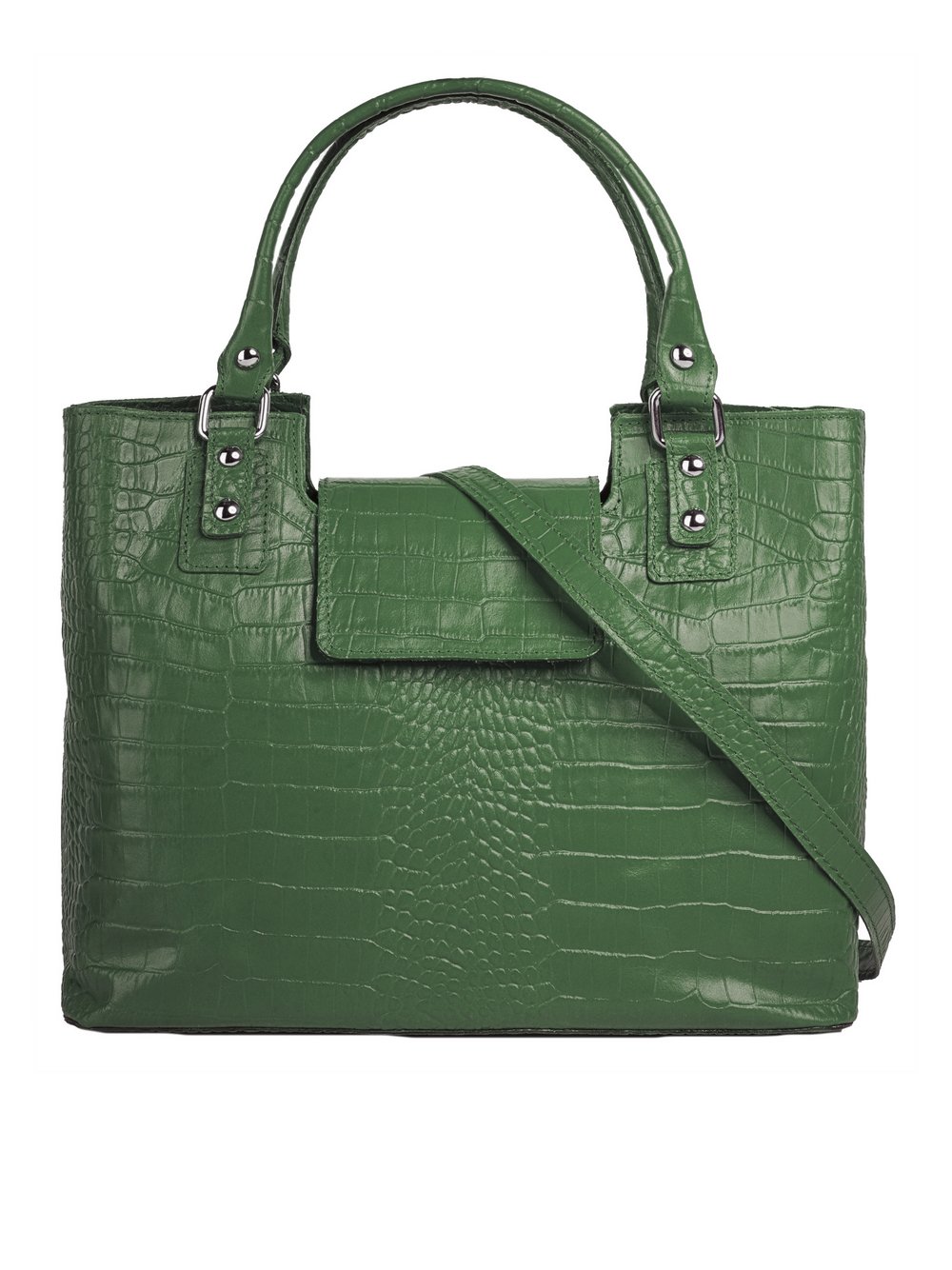 Thumbnail - Cluty Handtasche Damen Leder grün gemustert, ONE SIZE