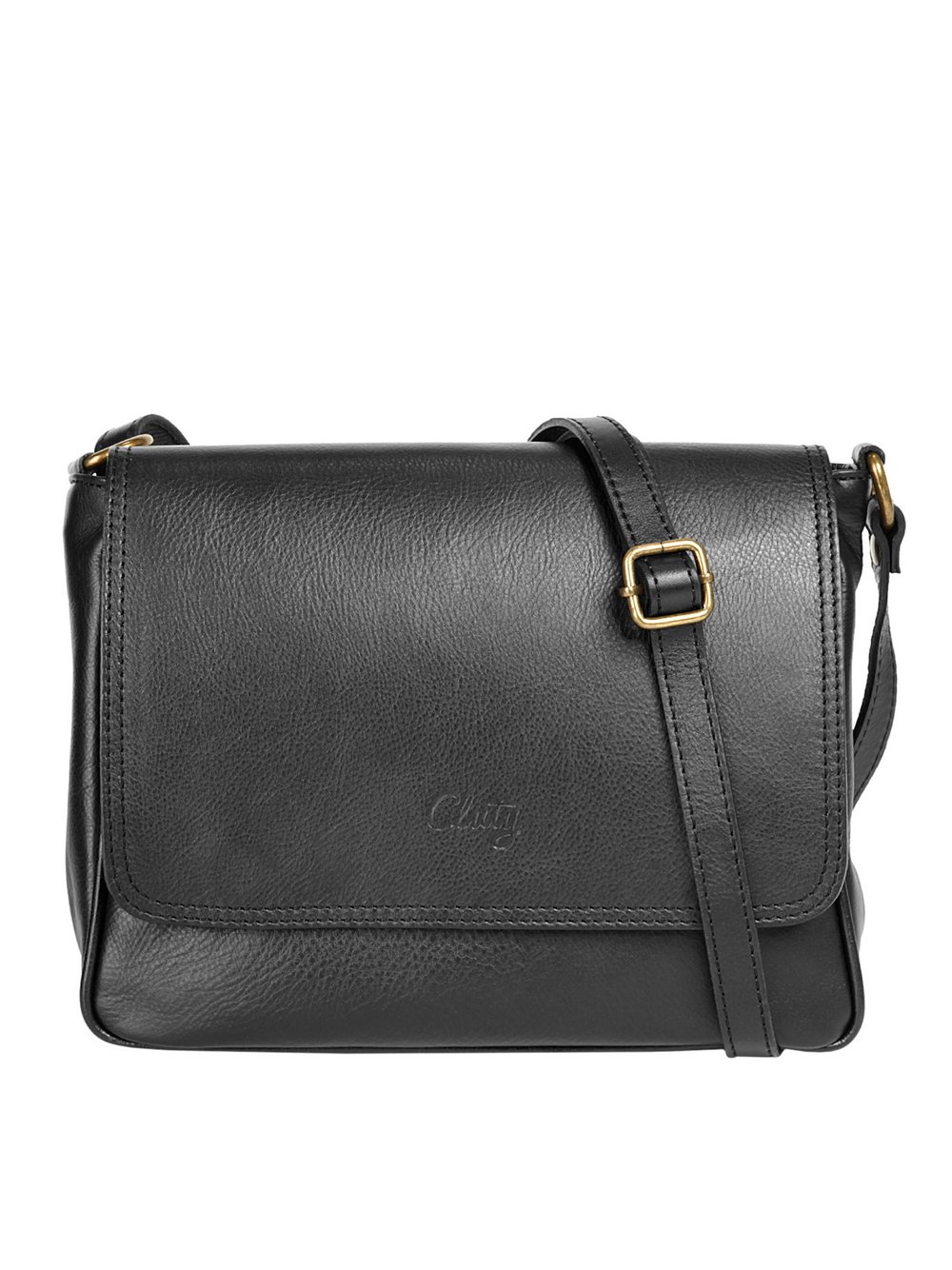 Thumbnail - Cluty Umhängetasche Damen Leder schwarz, ONE SIZE