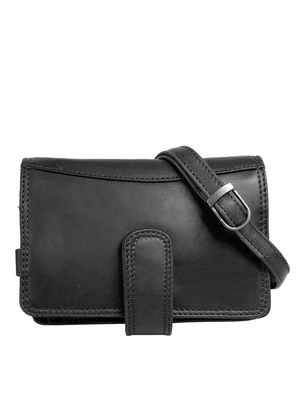 Cluty Umhängetasche Damen Leder schwarz, ONE SIZE