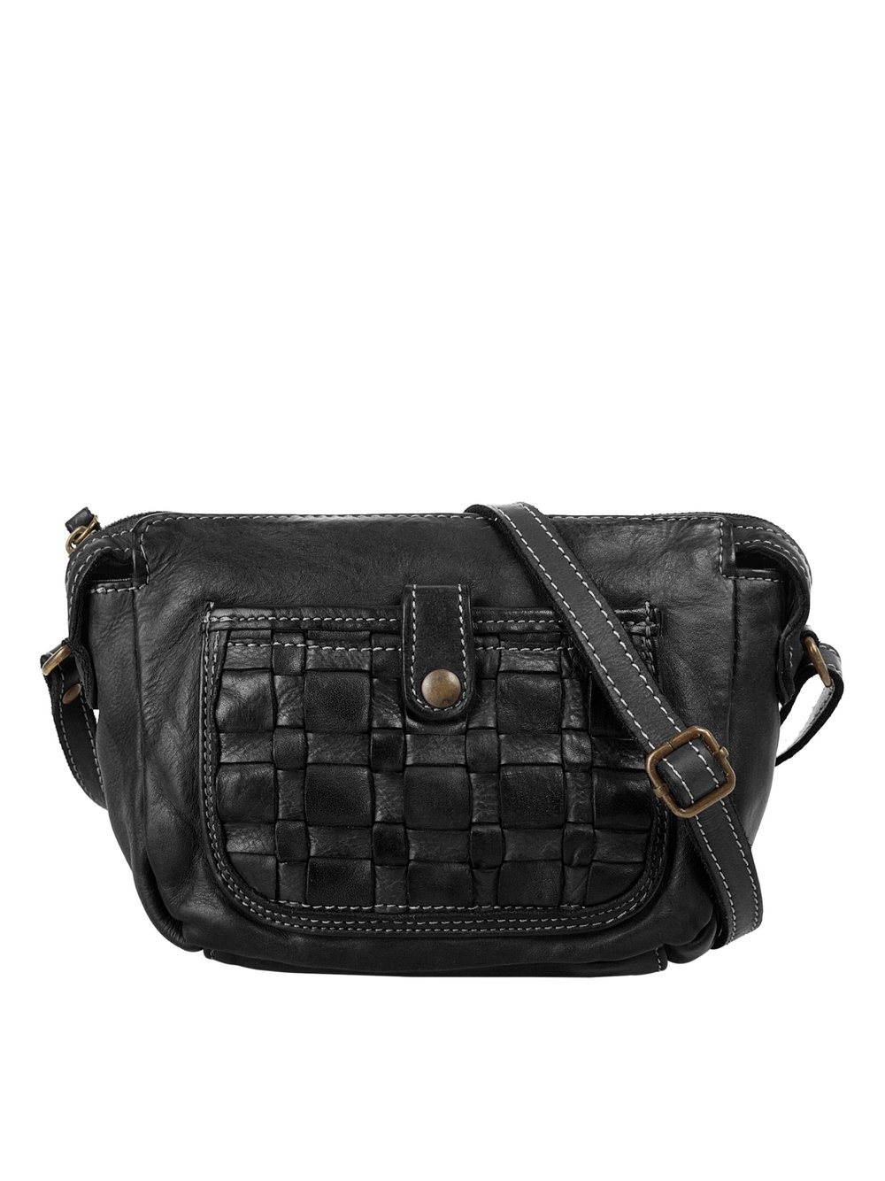 Cluty Umhängetasche Damen Leder schwarz, ONE SIZE