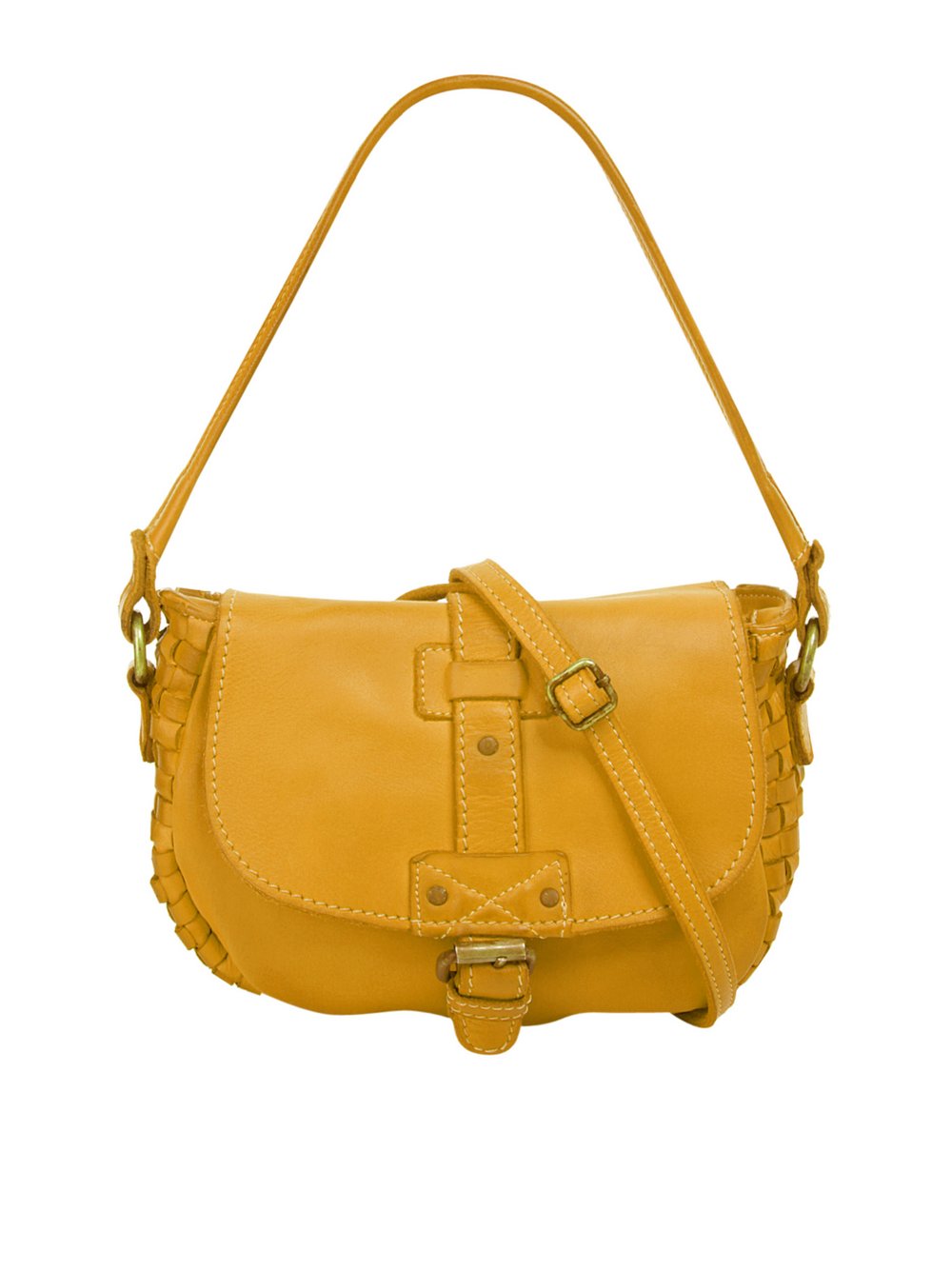Thumbnail - Cluty Umhängetasche Damen Leder gelb, ONE SIZE