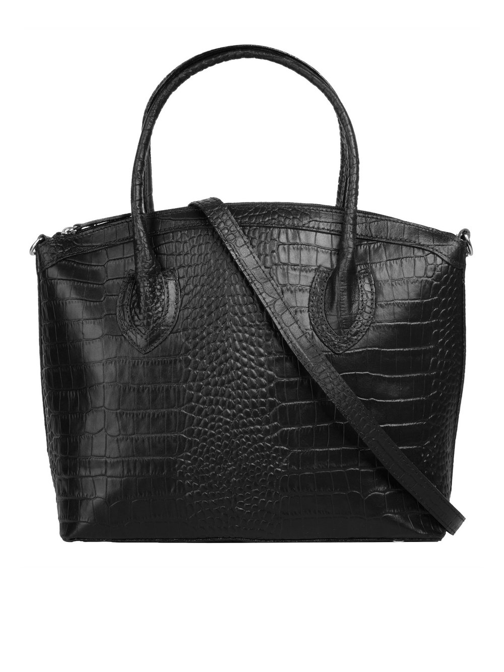 Thumbnail - Cluty Handtasche Damen Leder schwarz gemustert, ONE SIZE