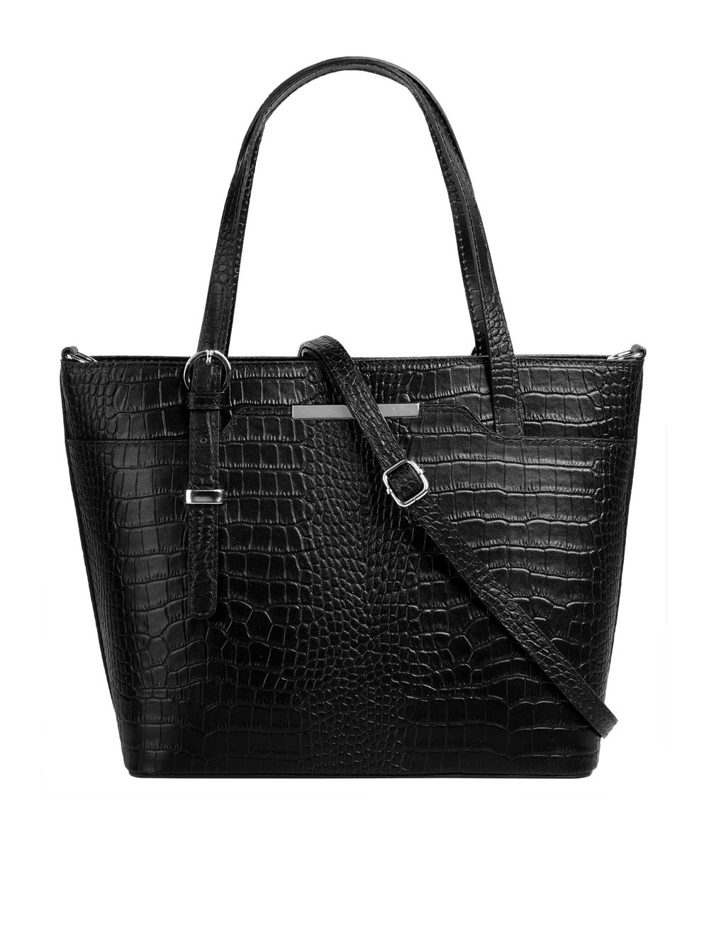 Thumbnail - Cluty Handtasche Damen Leder schwarz strukturiert, ONE SIZE