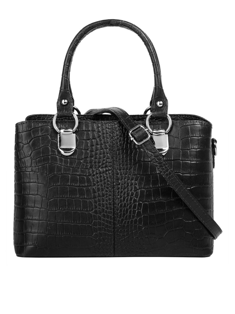 Thumbnail - Cluty Umhängetasche Damen Leder schwarz gemustert, ONE SIZE