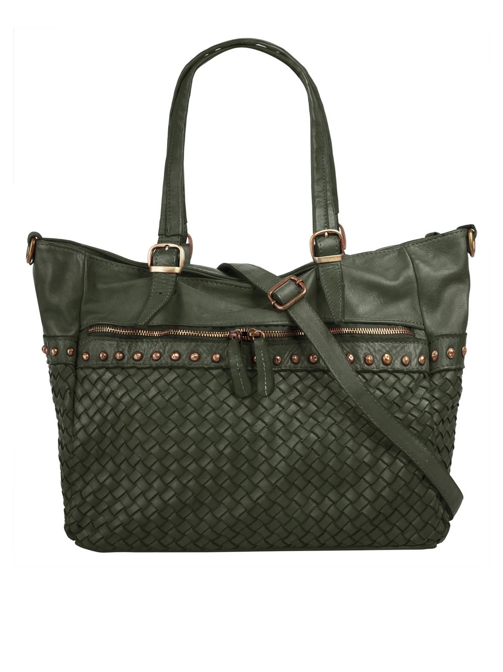 Thumbnail - Samantha Look Shopper Damen Leder grün gemustert, ONE SIZE