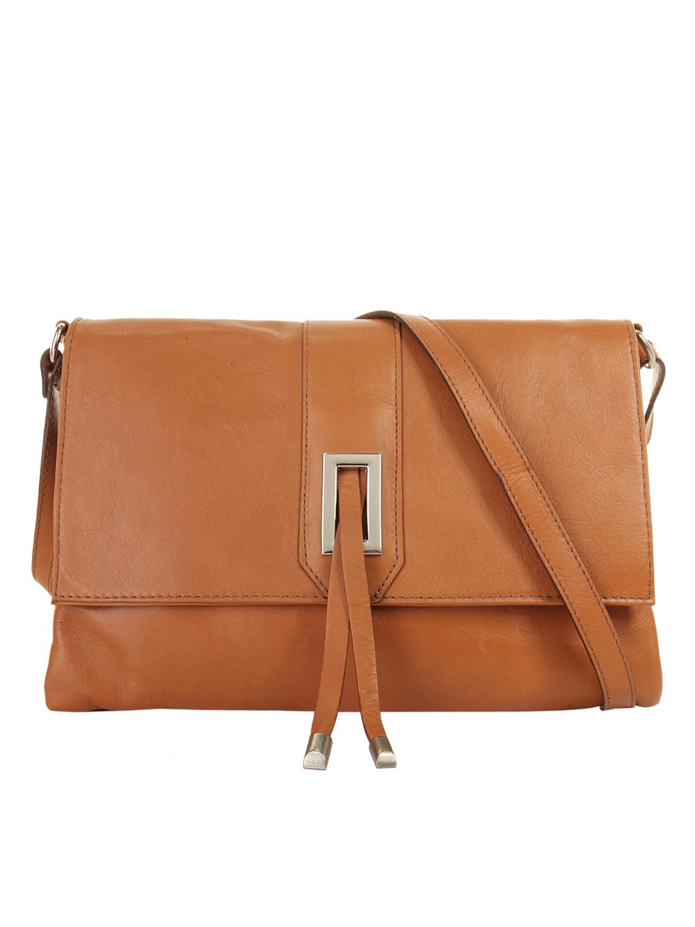 Thumbnail - Cluty Umhängetasche Damen Leder braun, ONE SIZE