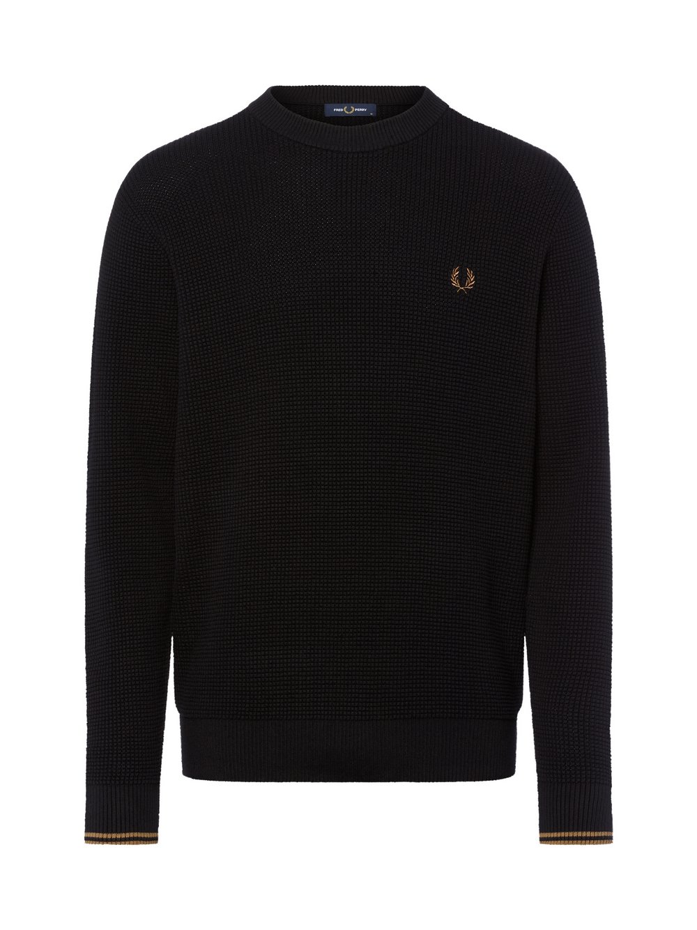 Thumbnail - Fred Perry Pullover Herren Baumwolle schwarz strukturiert, S