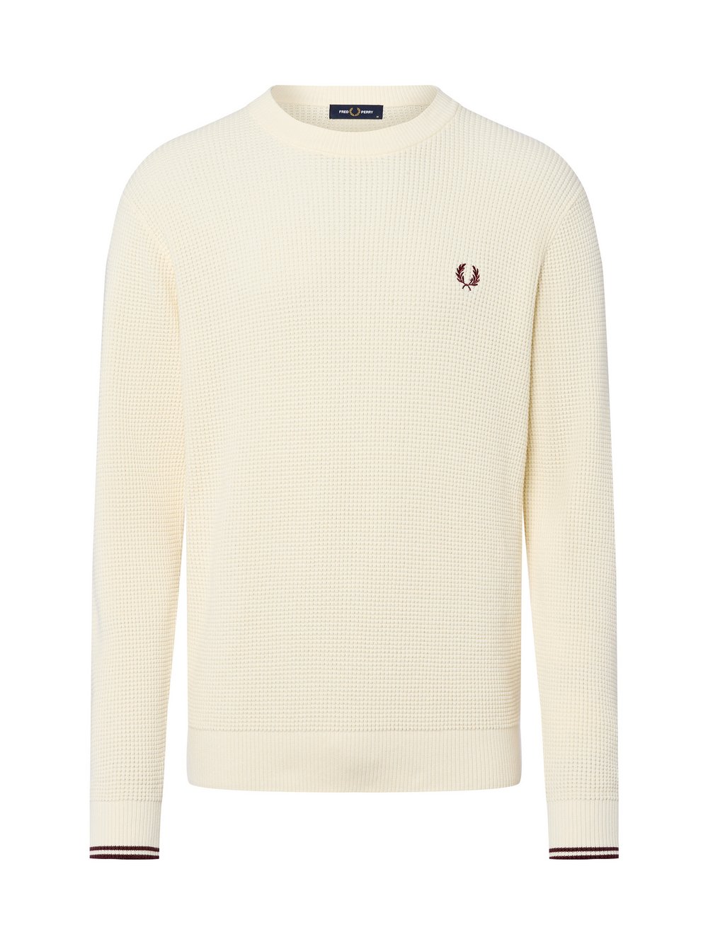 Fred Perry Pullover Herren Baumwolle weiß strukturiert, S