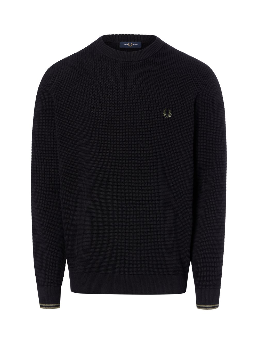 Fred Perry Herren Schwarz Waffle Stitch Jumper - Bild 3