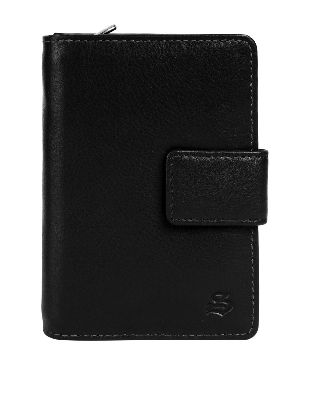 Thumbnail - Szuna Geldbörse Mit Reißverschluss Damen Leder schwarz, ONE SIZE