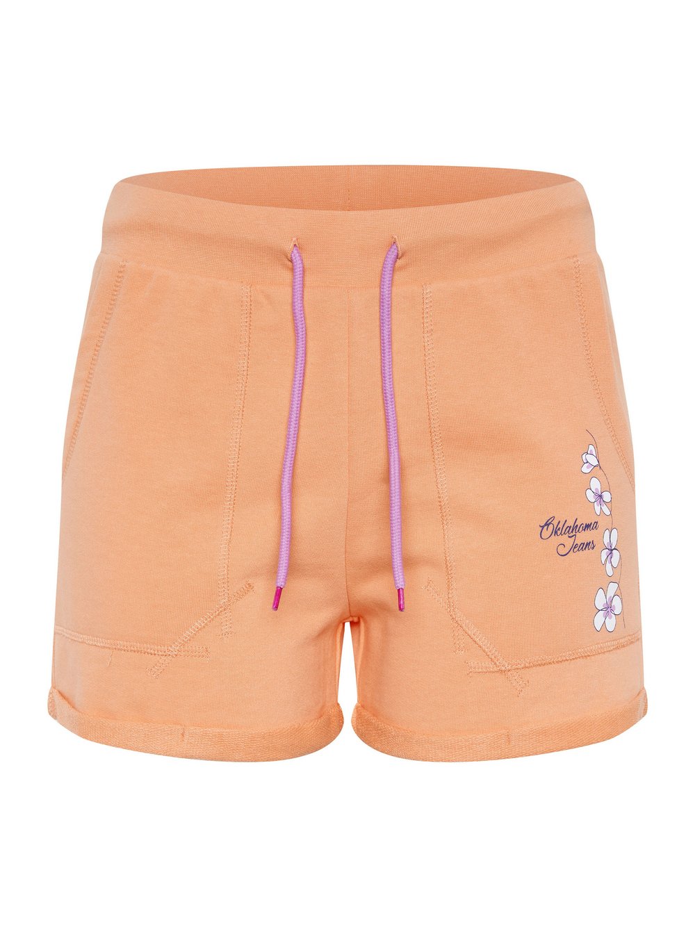 Oklahoma Jeans Sweatshorts Damen Baumwolle orange bedruckt, M