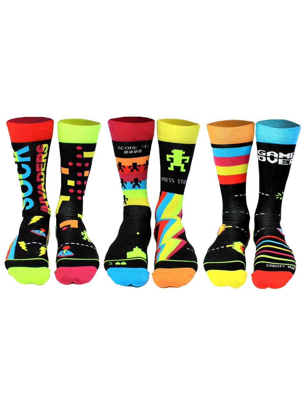 United Oddsocks Socken 3er Pack Herren Baumwolle mehrfarbig bedruckt, ONE SIZE