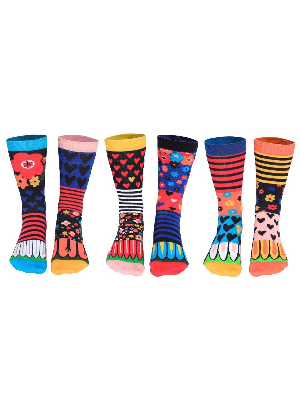 United Oddsocks Socken 3er Pack Damen Baumwolle mehrfarbig bedruckt, 37-41