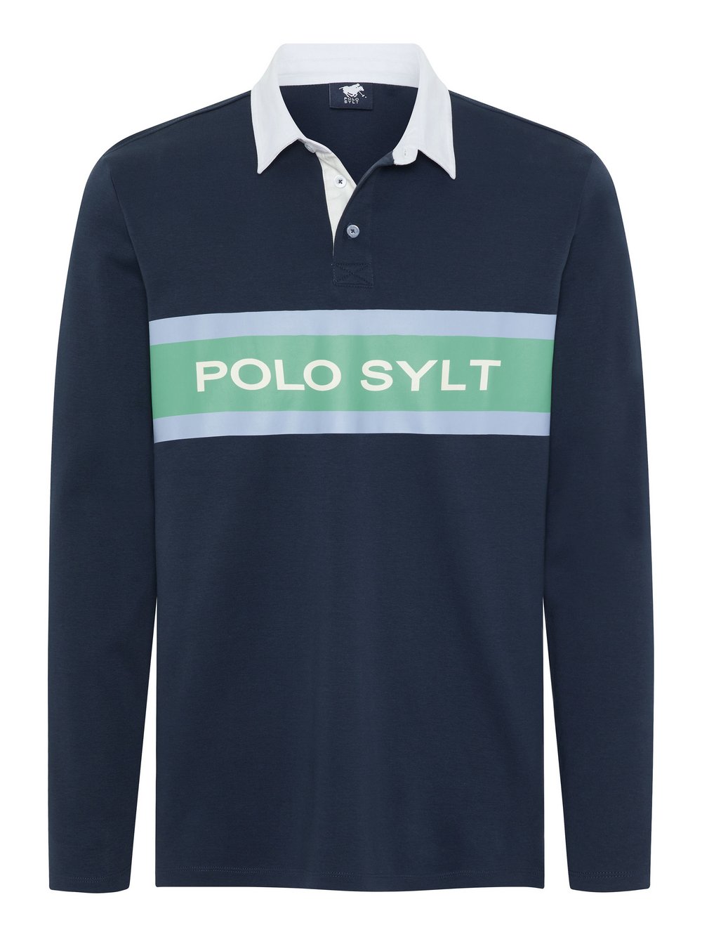 Polo Sylt Poloshirt Herren Baumwolle blau bedruckt, XXL