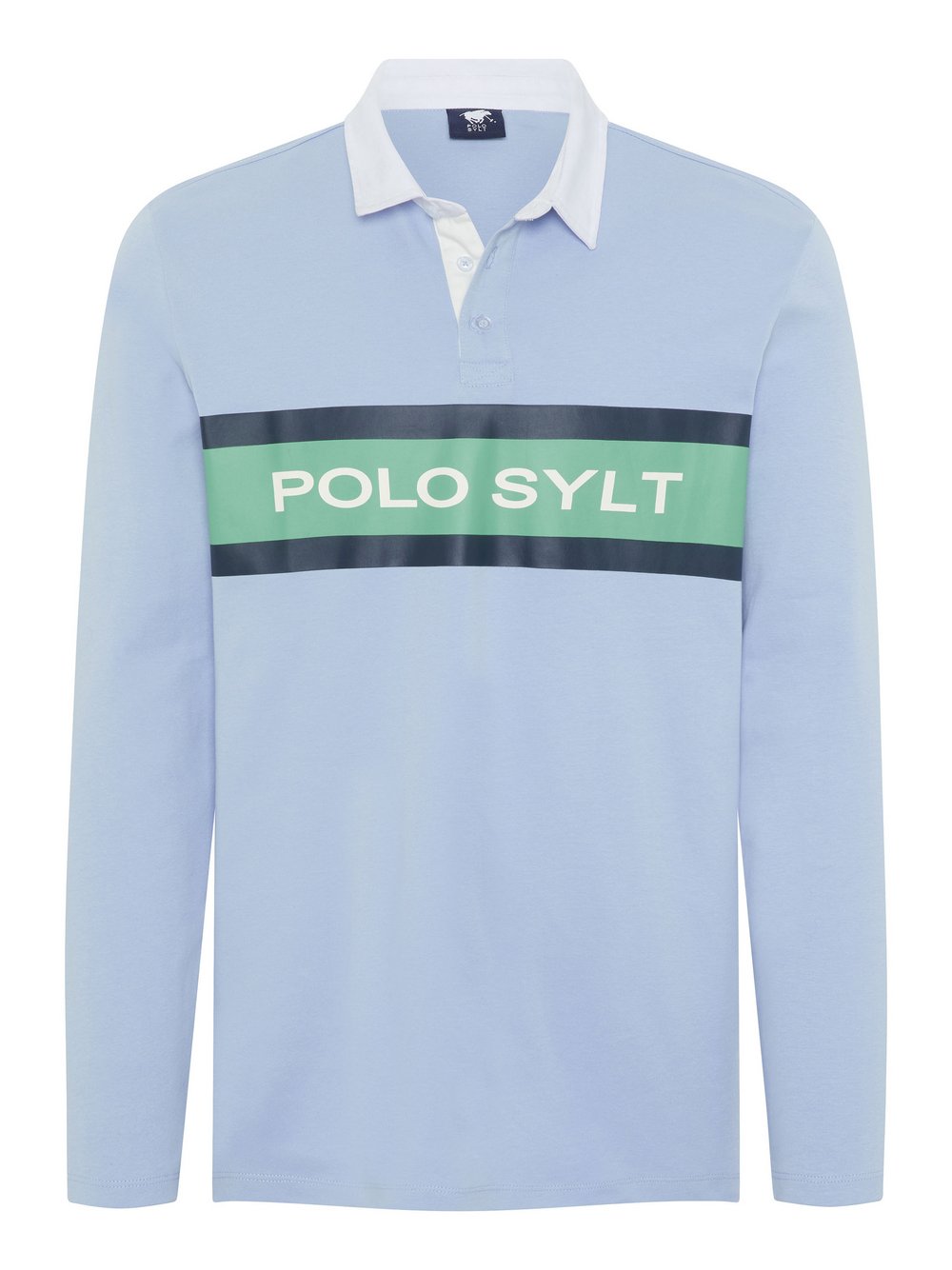 Polo Sylt Poloshirt Herren Baumwolle blau bedruckt, XXL