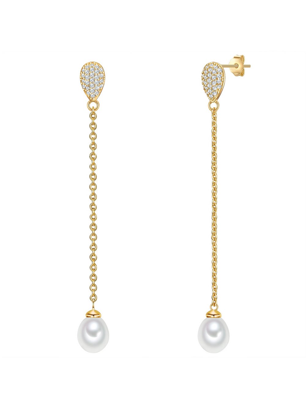 Thumbnail - Valero Pearls Ohrringe Damen Sterlingsilber gold, ONE SIZE