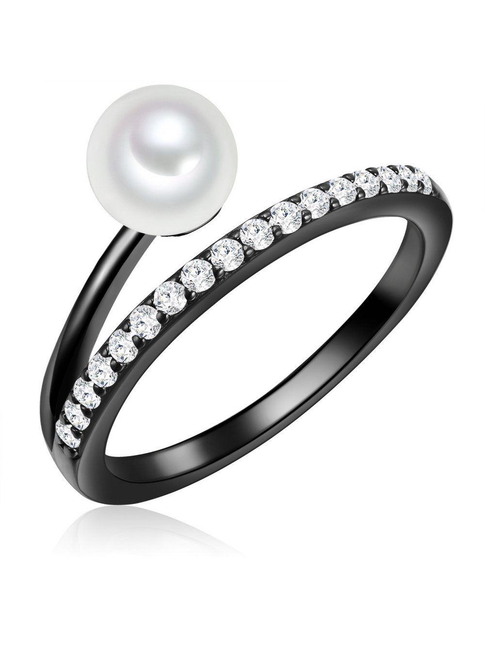 Valero Pearls Ring Damen Sterlingsilber schwarz, 50