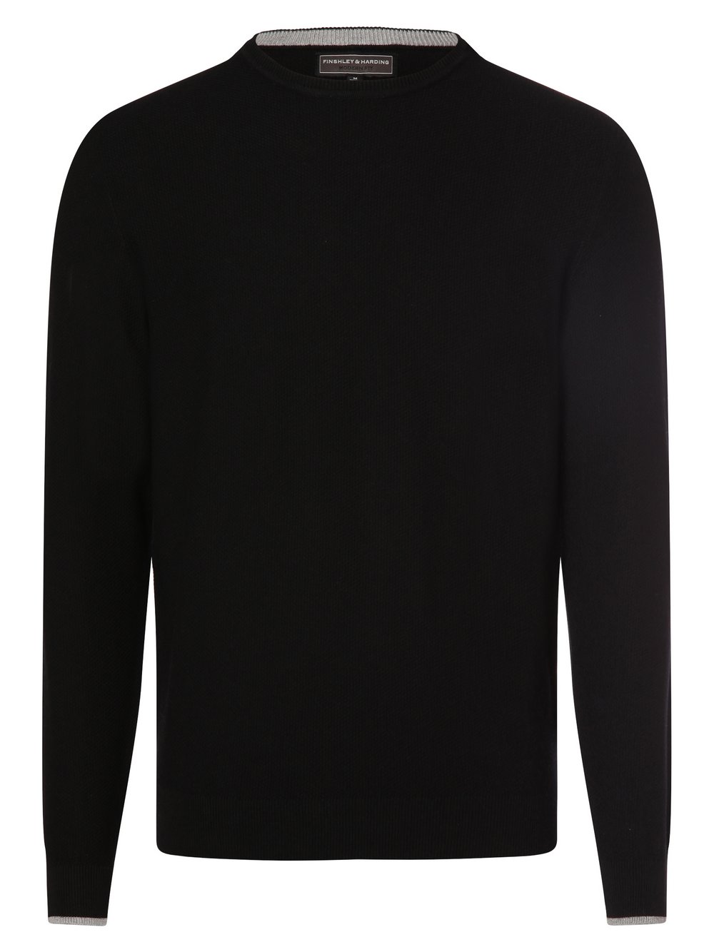 Finshley & Harding Pullover mit Cashmere-Anteil Herren Baumwolle schwarz strukturiert, M