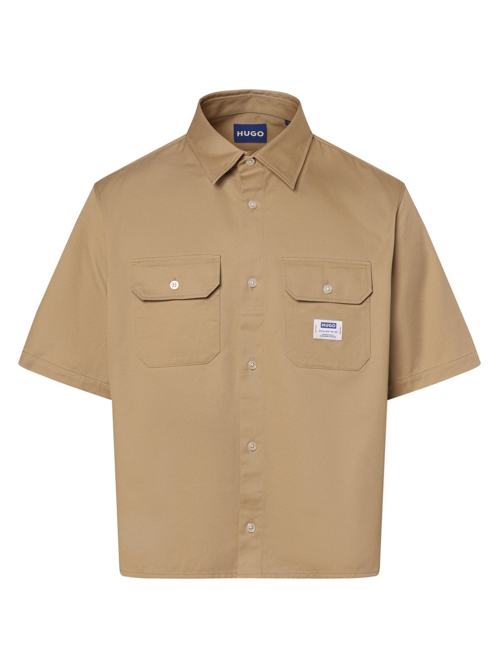 HUGO BLUE Hemd Herren Modern Fit Baumwolle beige, XL