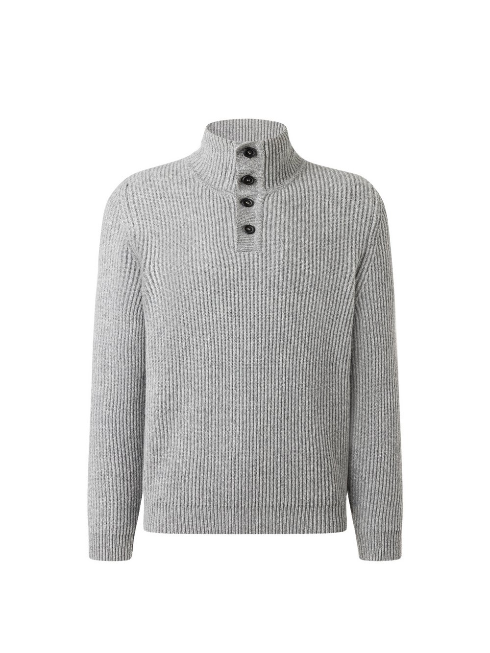 Thumbnail - MAERZ Troyer-Pullover aus Merinowolle Herren Rippe grau meliert, 56