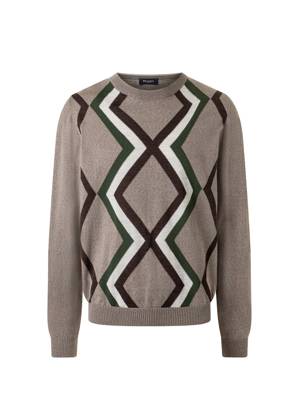 Thumbnail - MAERZ Pullover aus Schurwolle Herren braun gemustert, 52