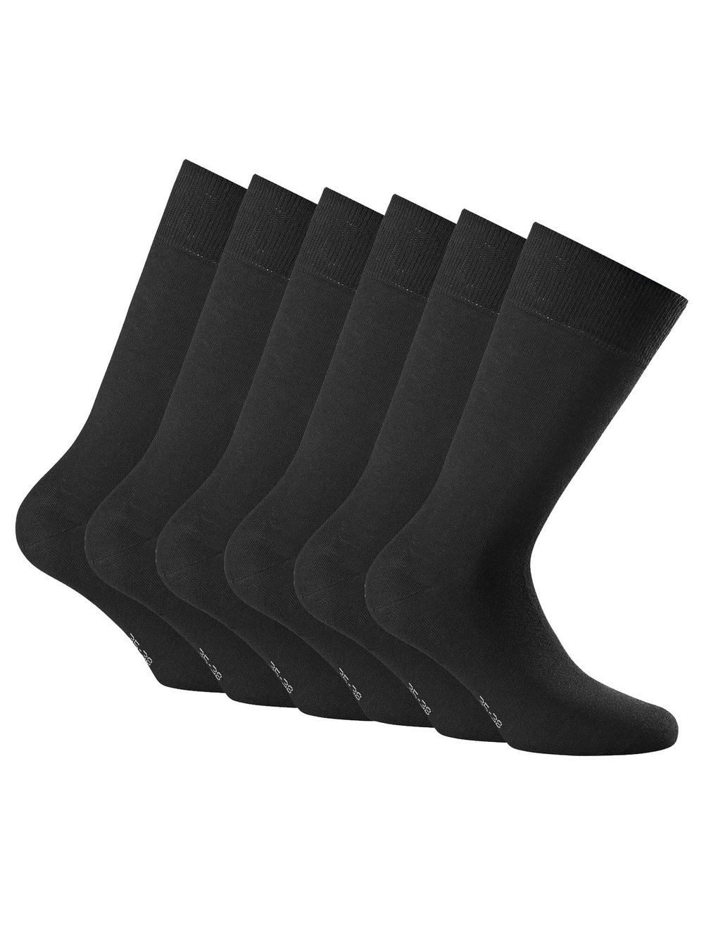 Rohner Socken 6er Pack Damen Baumwolle schwarz, 35-38