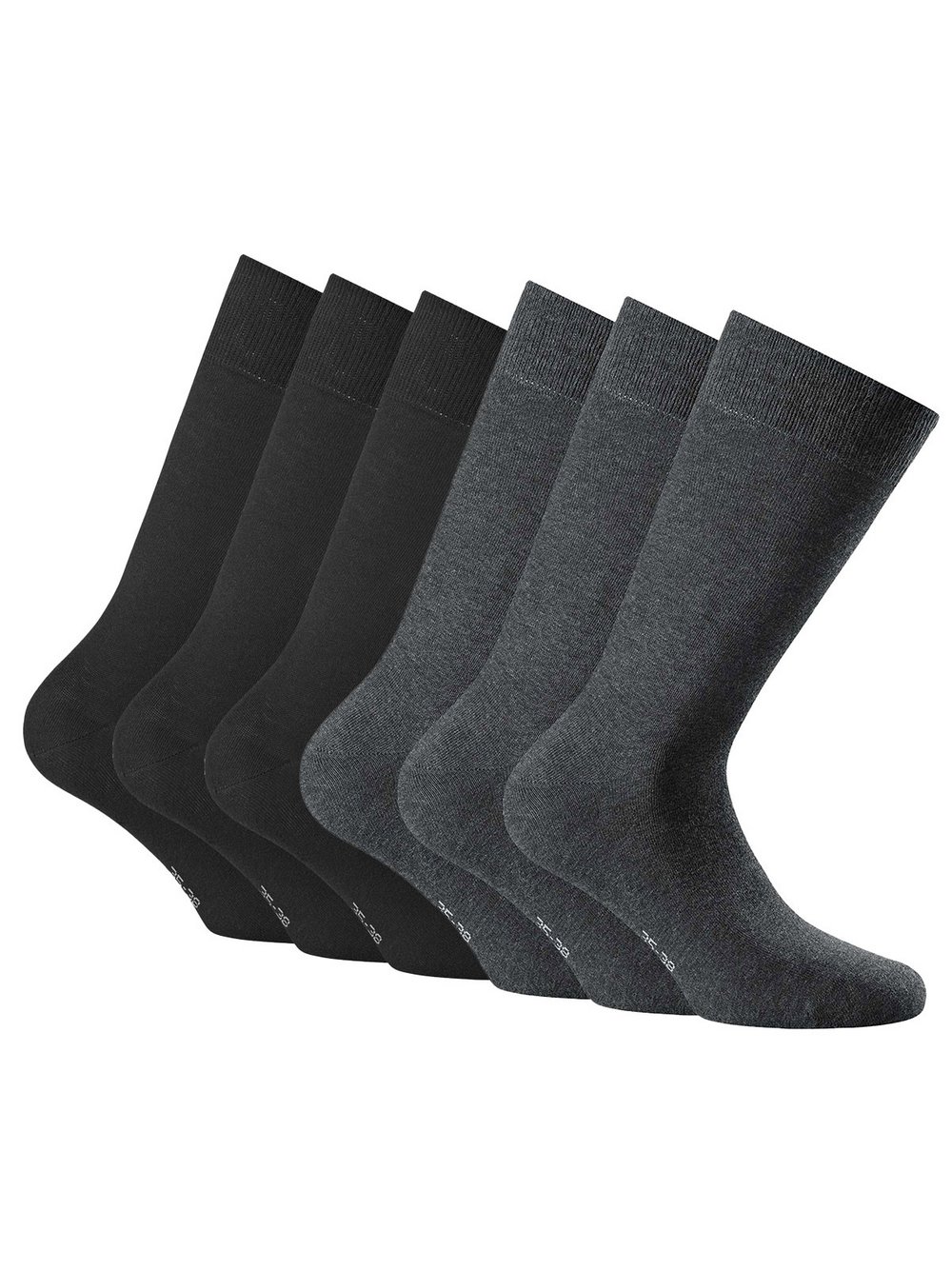 Rohner Socken 6er Pack Damen Baumwolle schwarz, 35-38