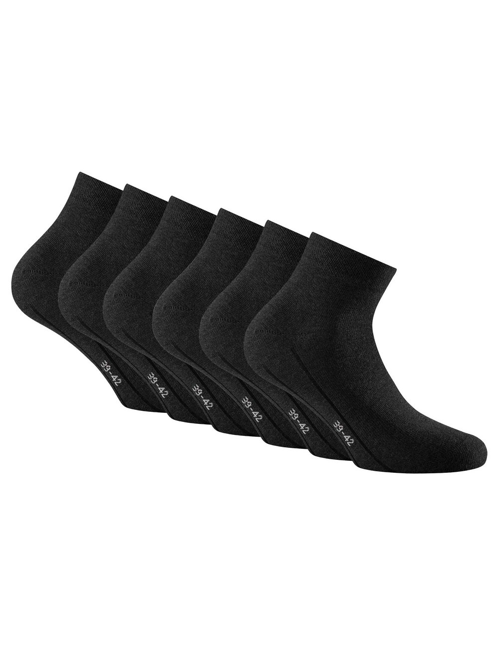 Rohner Socken 6er Pack Damen Baumwolle schwarz, 39-42