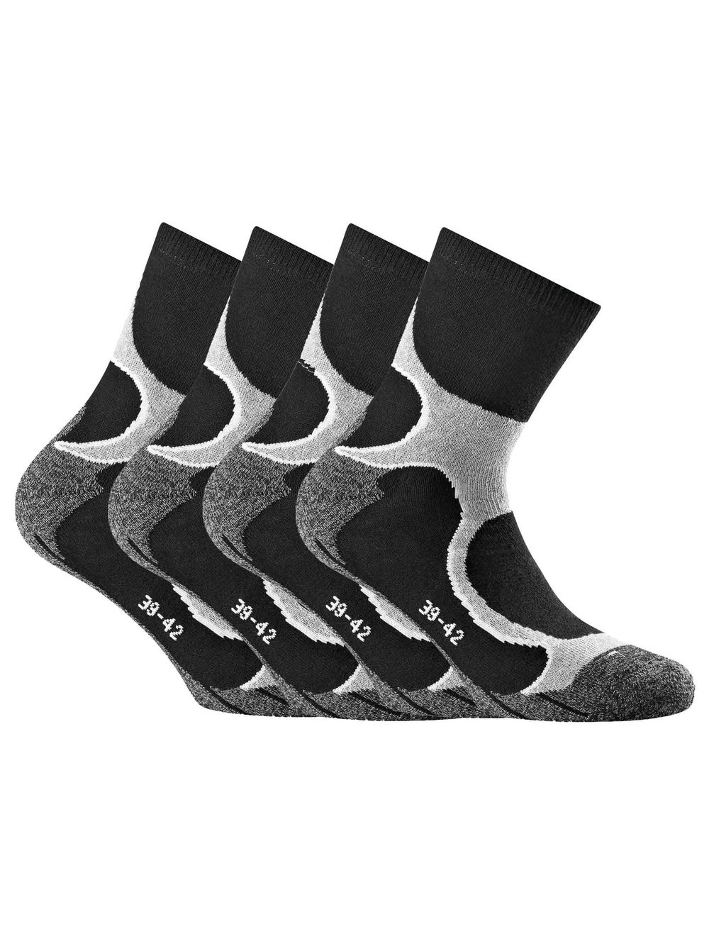 Rohner Socken 4er Pack Damen Baumwolle grau gemustert, 35-38