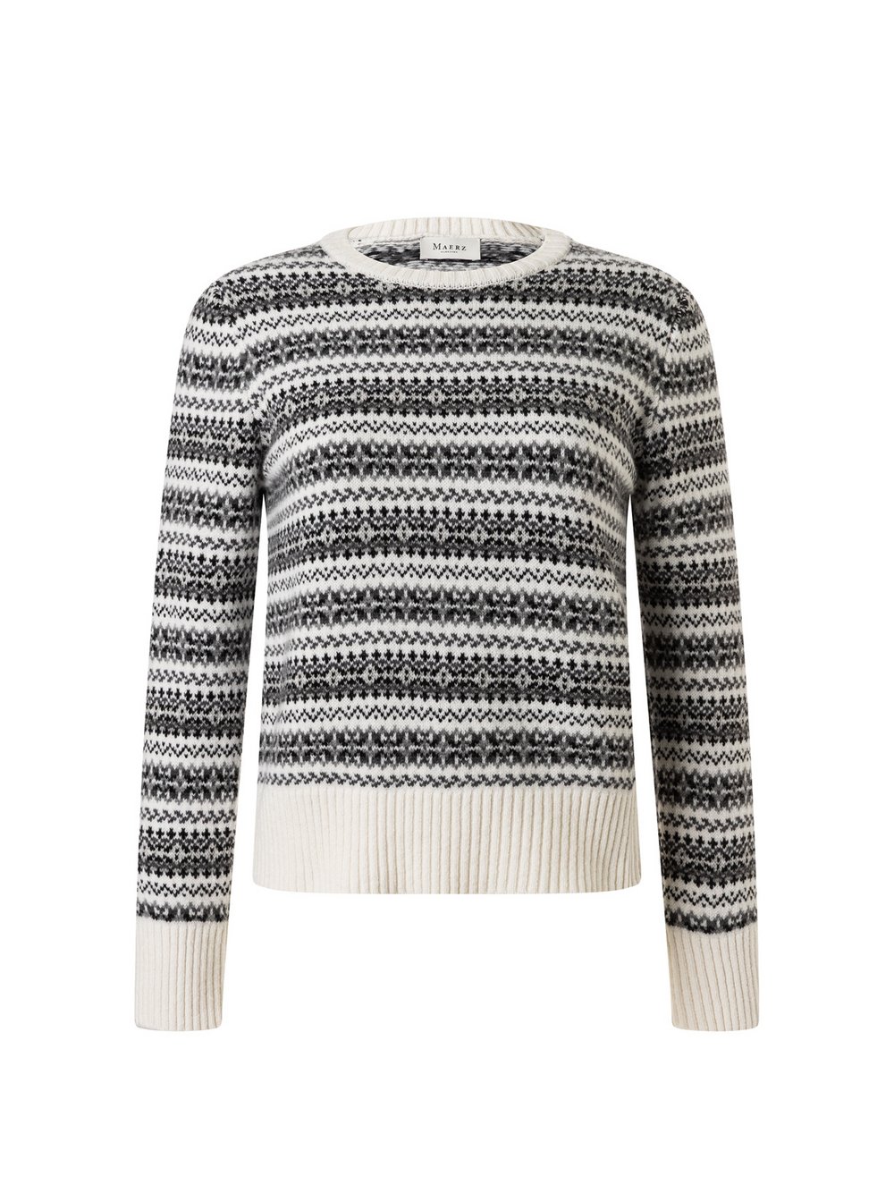 Thumbnail - MAERZ Wollpullover Damen Schurwolle mehrfarbig gemustert, 40