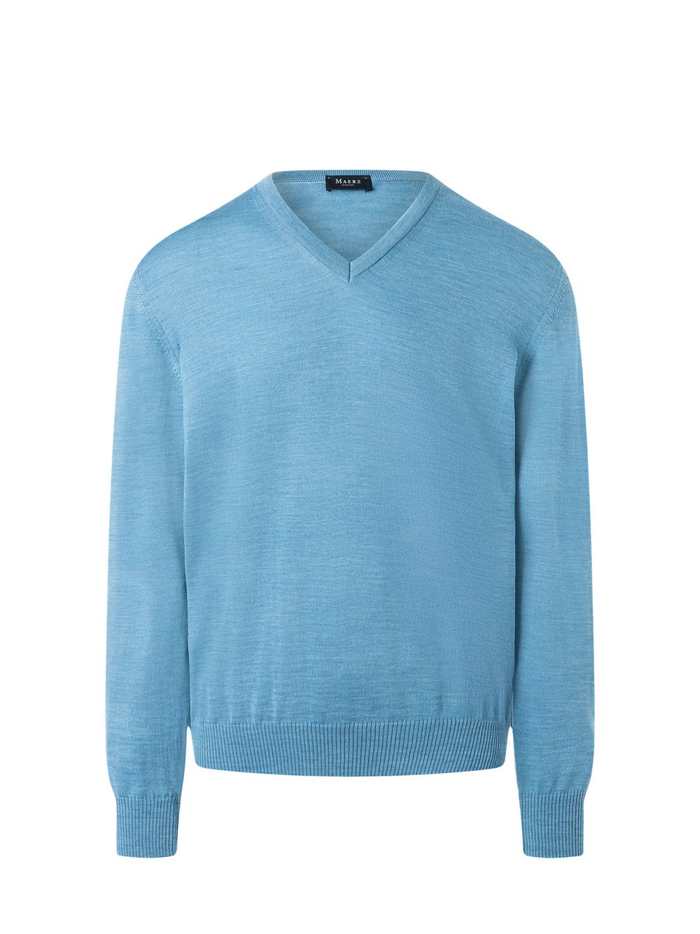 Thumbnail - MAERZ Strickpullover aus Merinowolle Herren Schurwolle blau meliert, 58