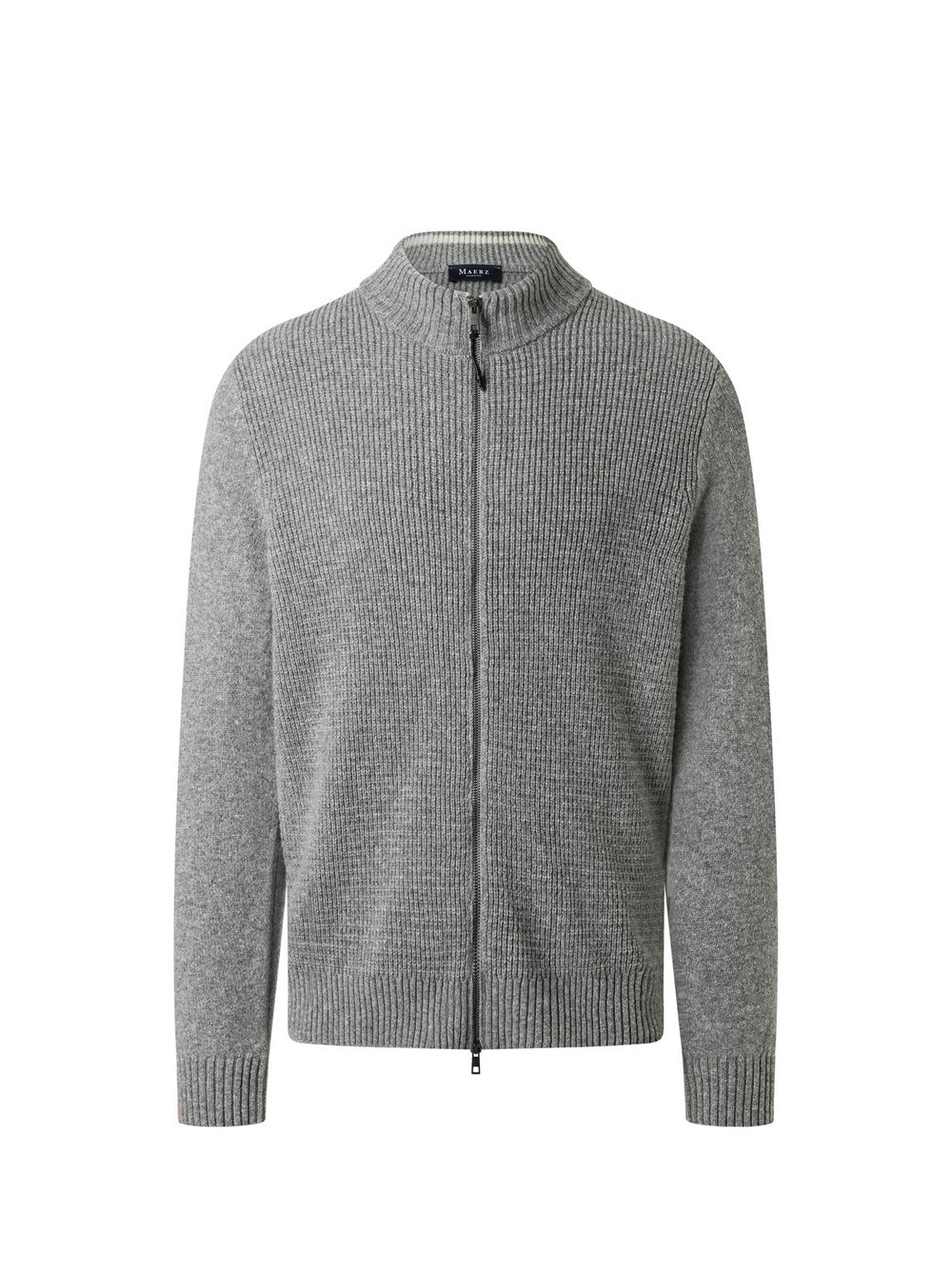 Thumbnail - MAERZ Strickjacke Herren Schurwolle grau meliert, 56