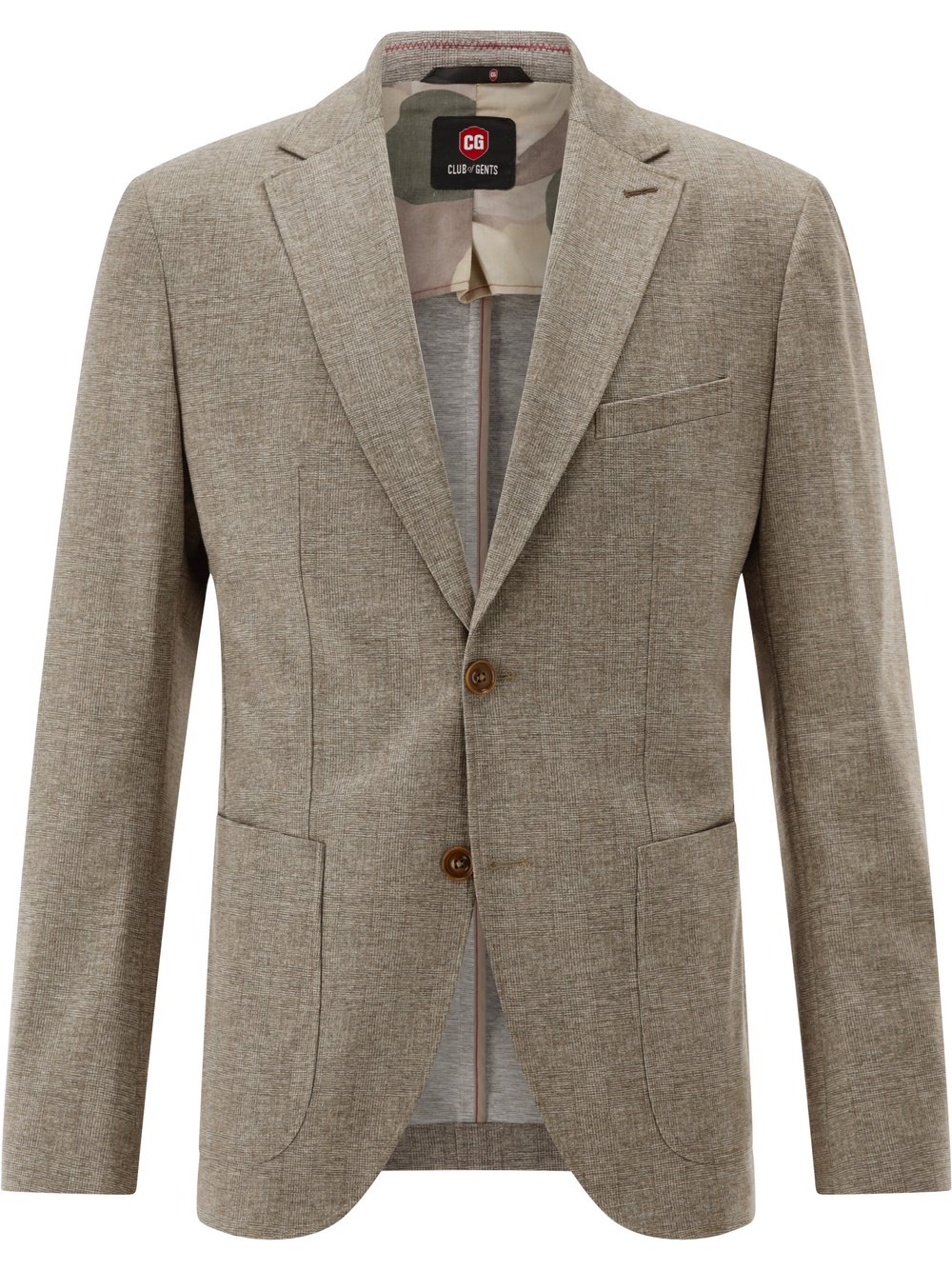 CG - CLUB of GENTS Baukasten-Sakko Herren Slim Fit braun kariert, 56