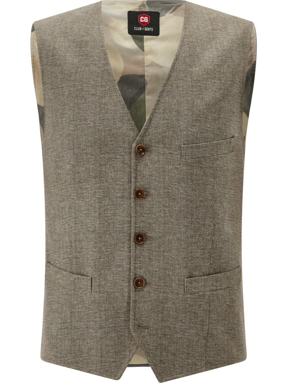CG - CLUB of GENTS Baukasten-Weste Herren Regular Fit braun kariert, 48