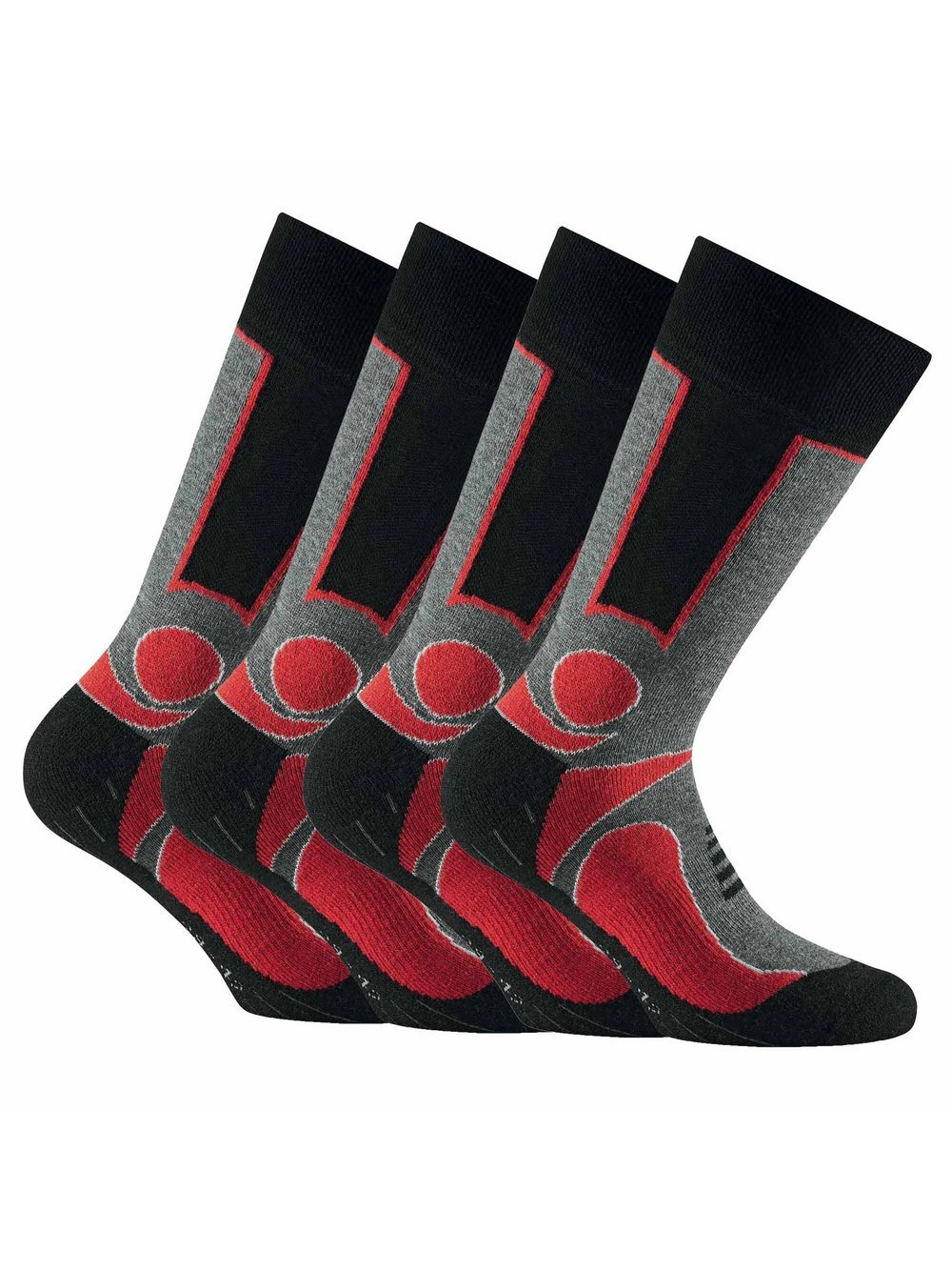 Rohner Socken 4er Pack Damen Baumwolle rot gemustert, 43-46