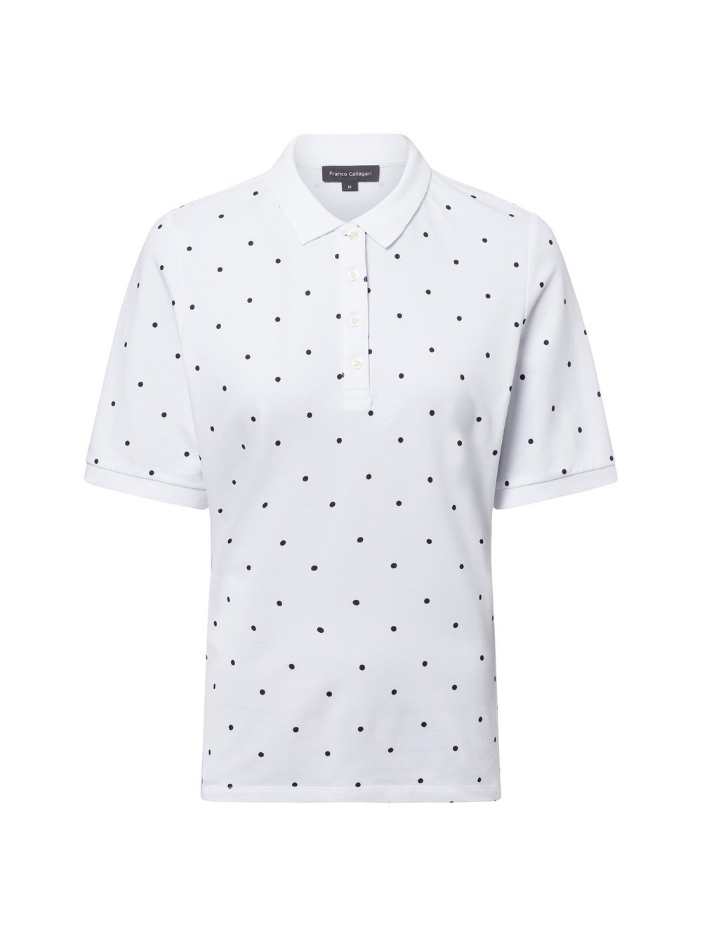 Franco Callegari Poloshirt Damen Baumwolle weiß gepunktet, L
