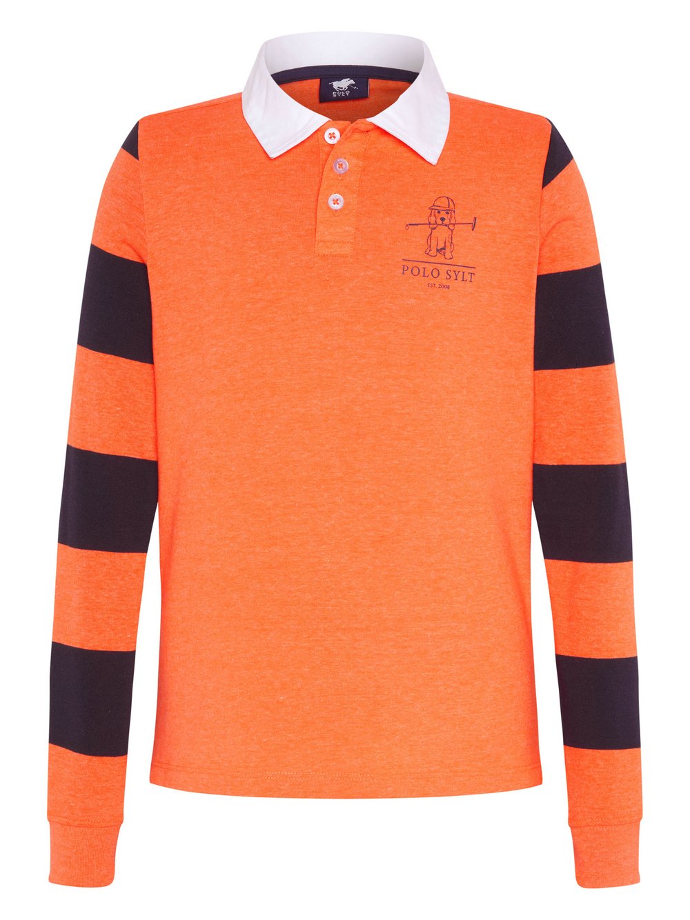 Polo Sylt Longsleeve Jungen Baumwolle orange gestreift, 122