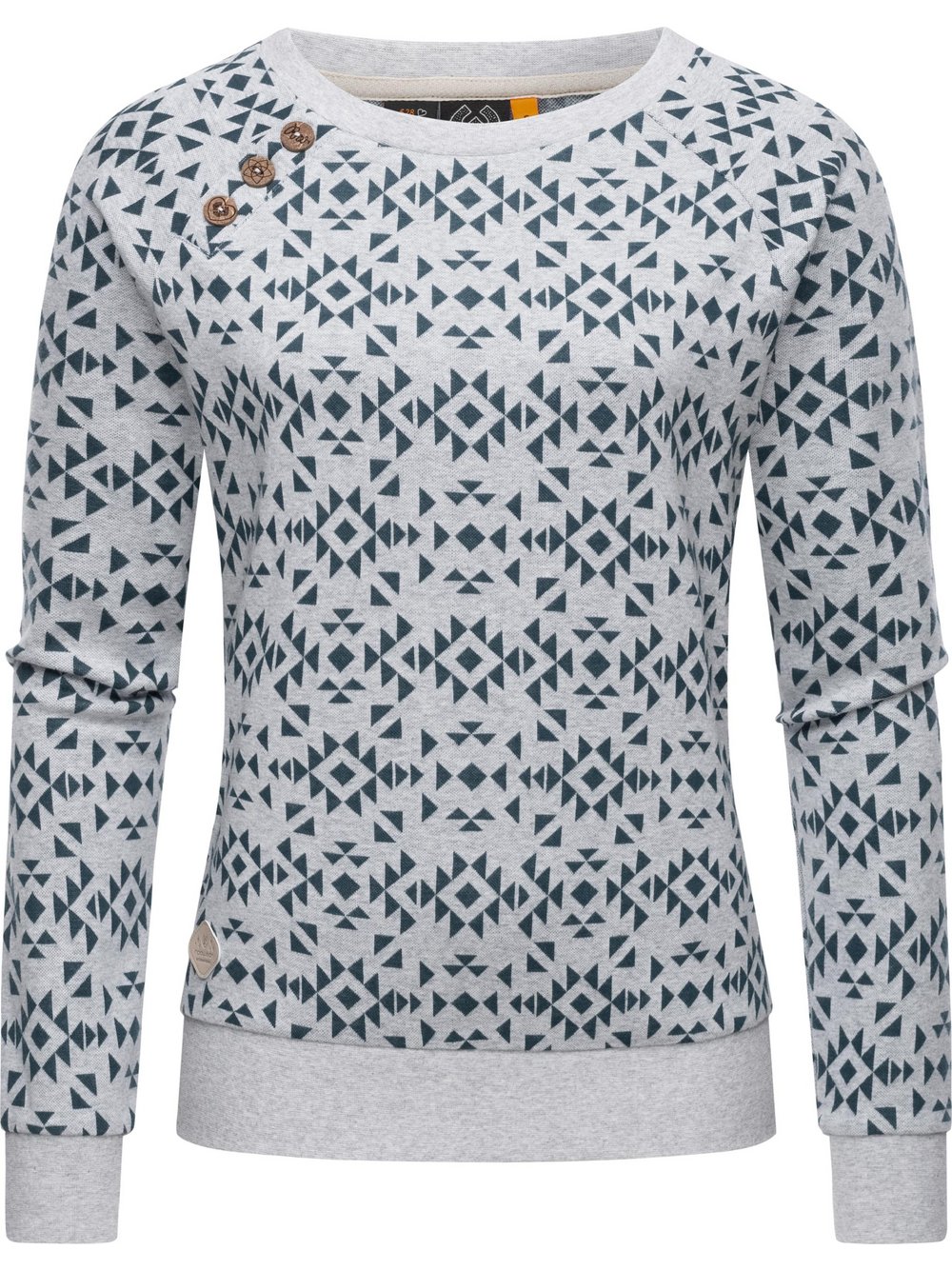 Ragwear Rundhalspullover Damen Baumwolle grau gemustert, XXL