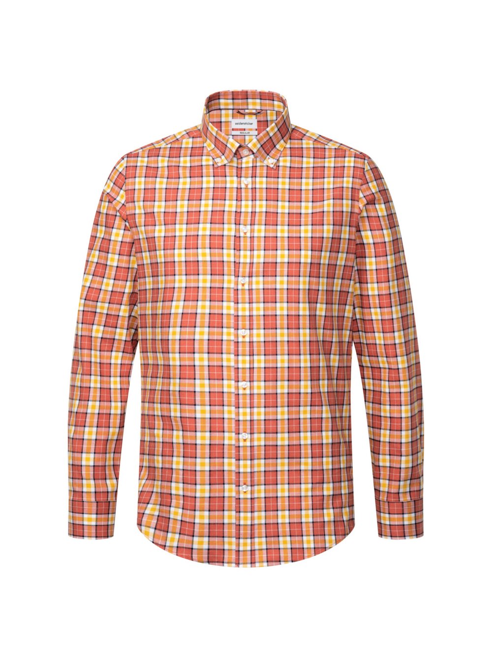Thumbnail - Seidensticker Flanellhemd Herren Regular Fit Baumwolle orange kariert, 41