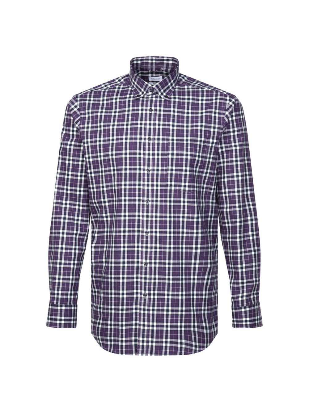 Seidensticker Flanellhemd Herren Regular Fit Baumwolle lila kariert, 44
