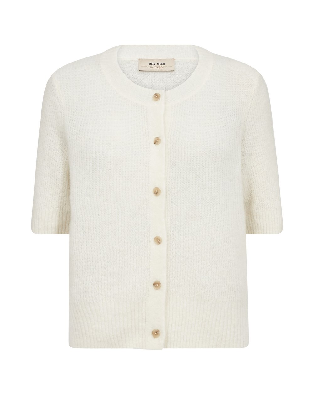 MOS MOSH Kurzarm-Strickjacke Damen Wolle weiß strukturiert, S