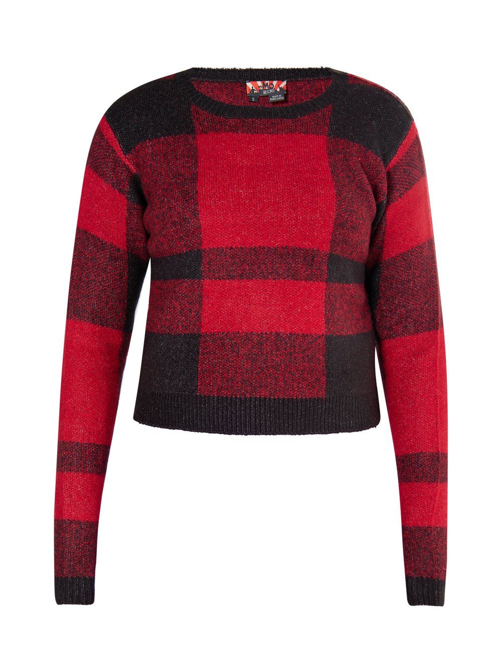 MyMo Strickpullover Damen rot kariert, M