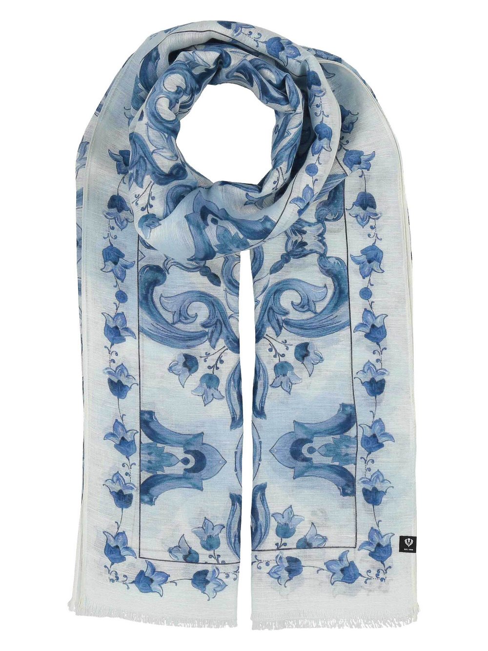 Thumbnail - Fraas Schal Damen Hanf blau gemustert, ONE SIZE