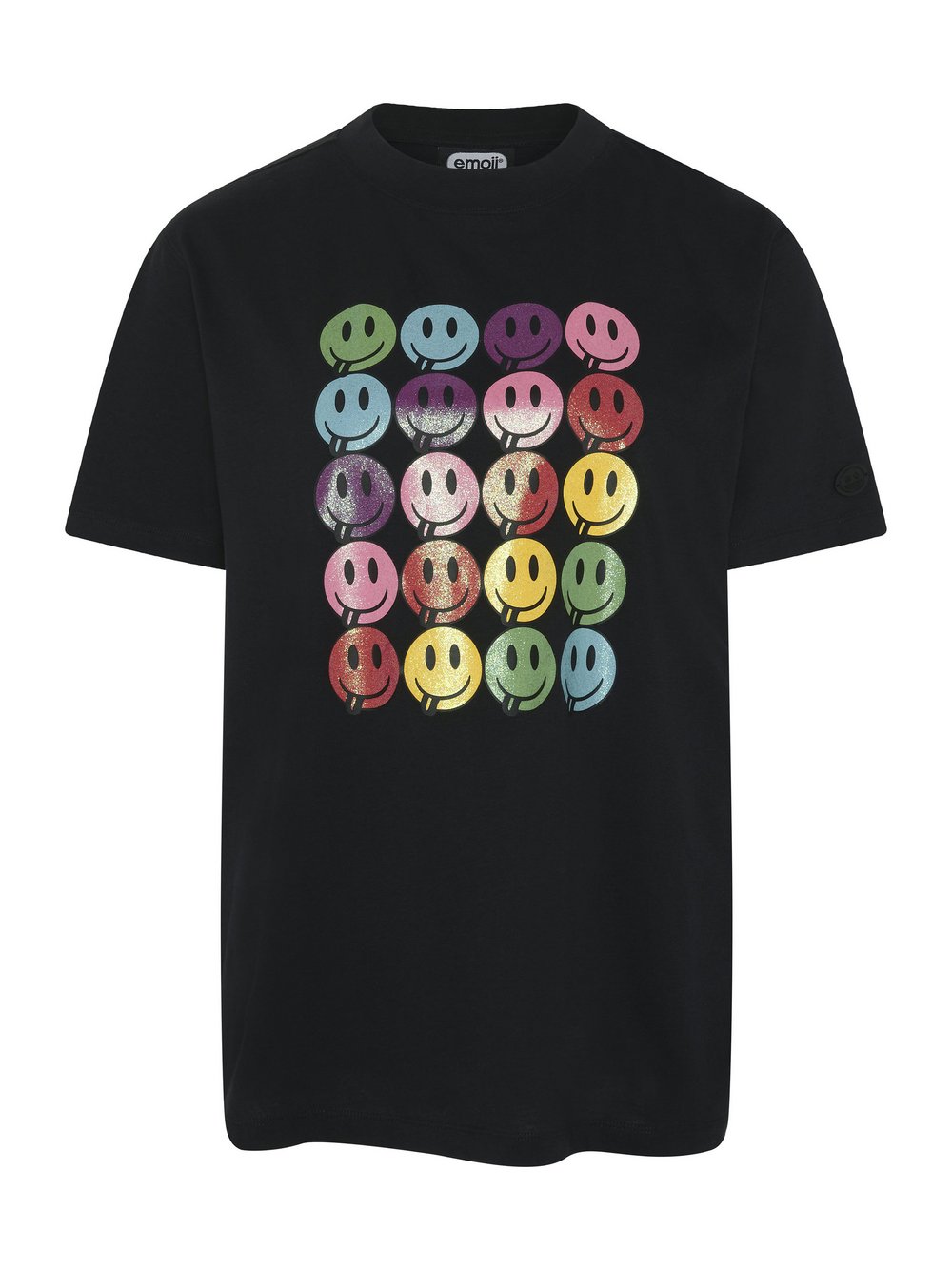 emoji® T-Shirt Damen Baumwolle schwarz bedruckt, S