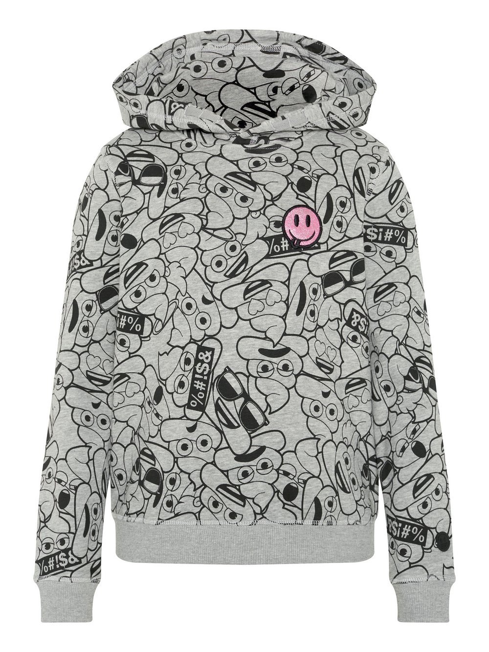 emoji® Hoodie Mädchen Baumwolle grau gemustert, 134